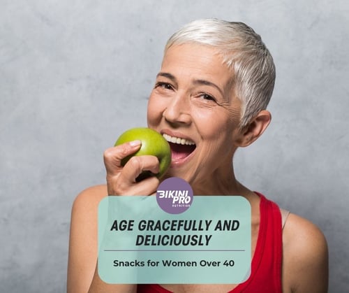 An old woman eating an apple as snack