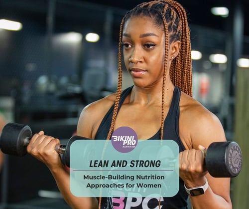 A fit woman lifting weights during a workout, symbolizing muscle-building nutrition for women.